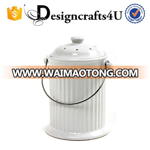 Handmade Functional Waste Bin Ceramic Custom Garden Compost Bin